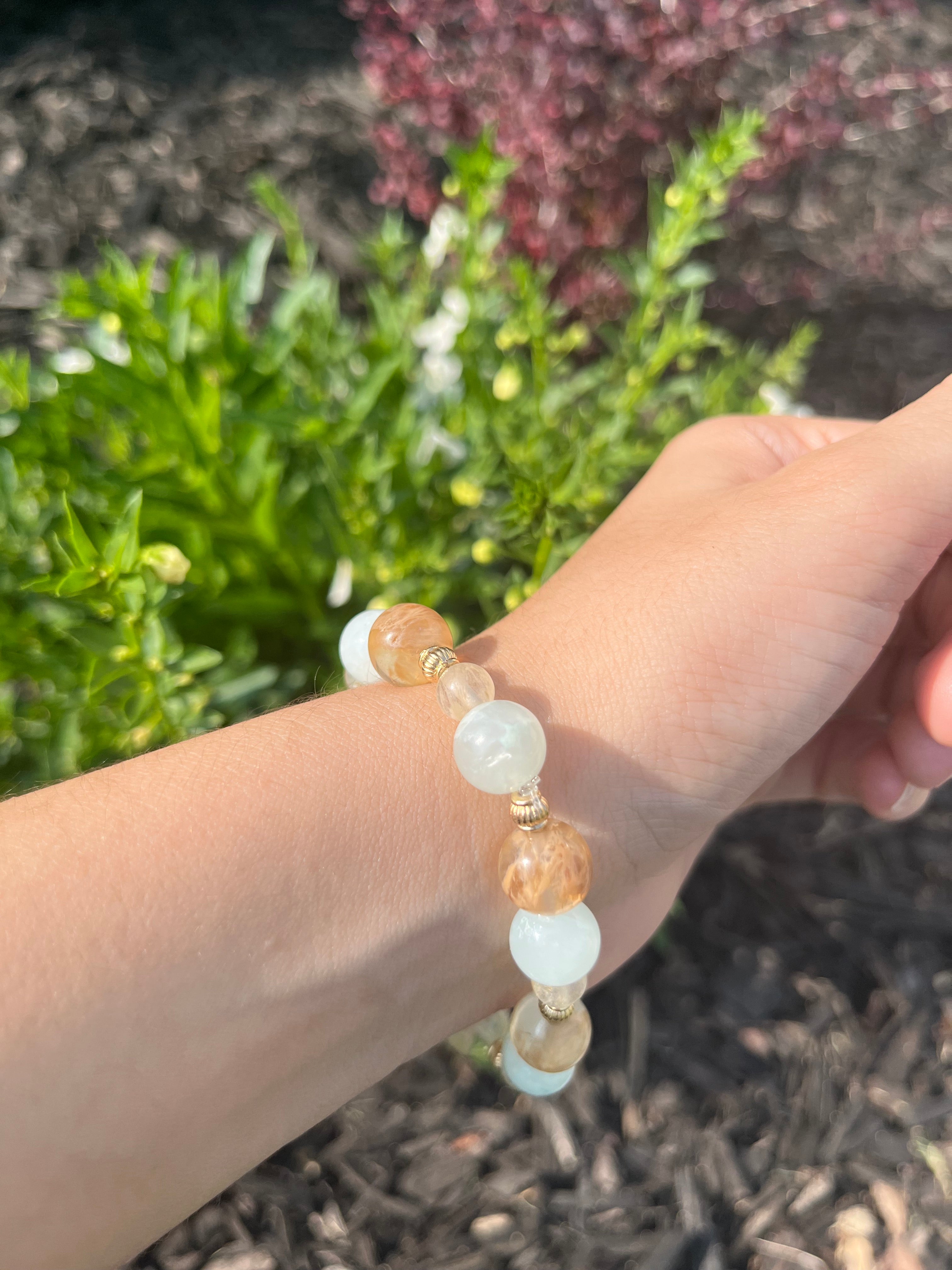 Pink, Blue, and Green Cross Bead Bracelet