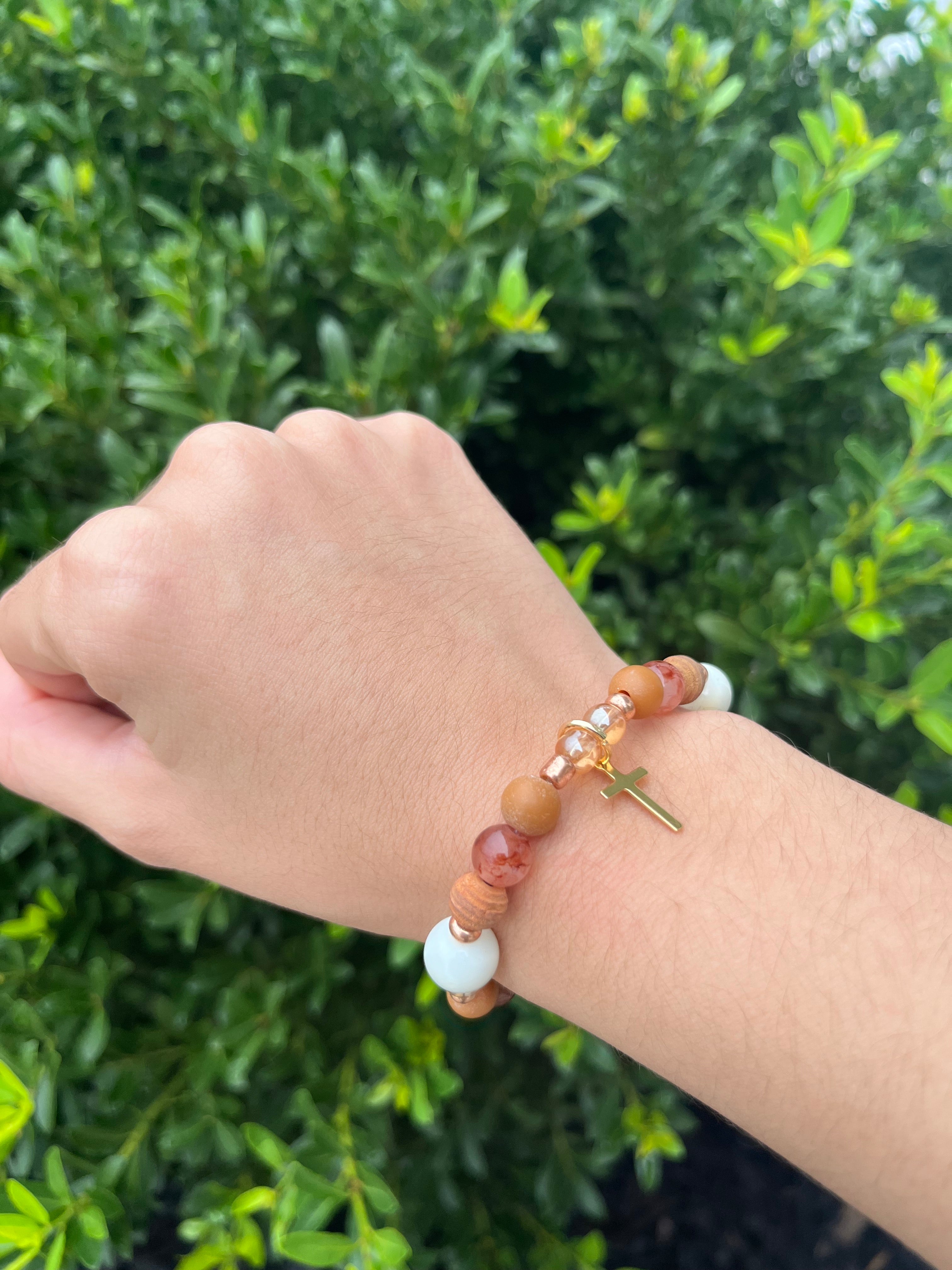 Golden Brown Cross Charm Bracelet