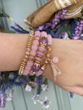 Lavender Rose & Gold Crystal Bracelet Stack