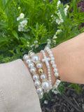 Pearl & Gold Cross Bracelet Stack