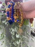 Royal Blue & Gold Tree of Life Bracelet Stack